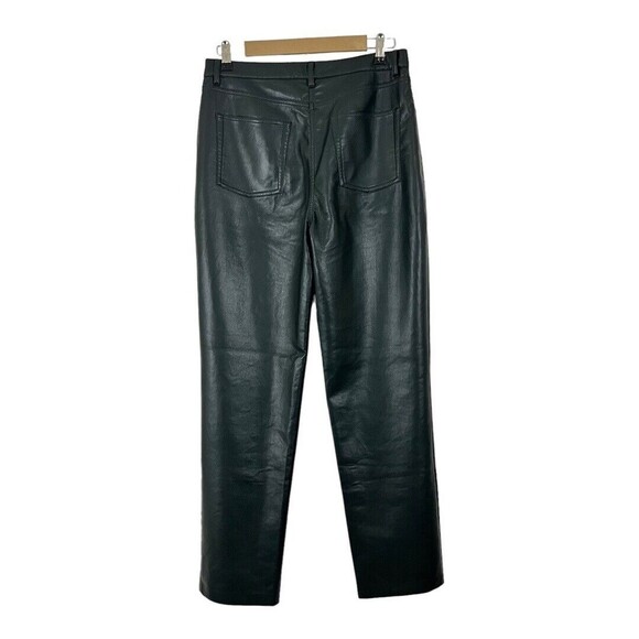 Aritzia Wilfred Womens Size 12 Dark Green Faux Leather Straight Leg Pants - Picture 3 of 4